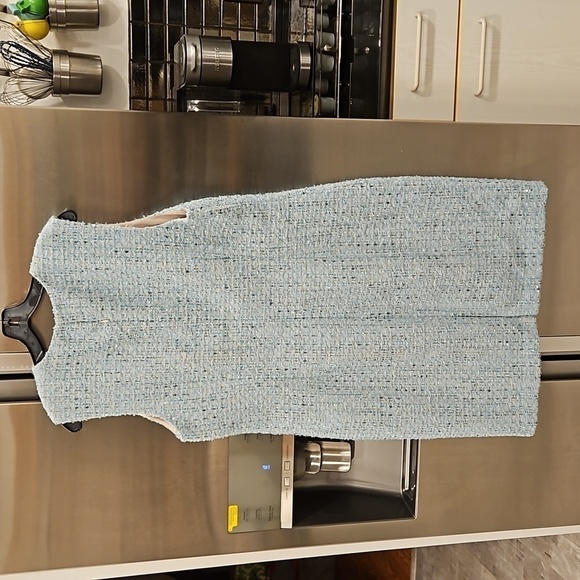 💕ST JOHN💕 Sequin Tweed Knit Sheath Dress ~ Aqua 14 NWOT - Picture 8 of 16